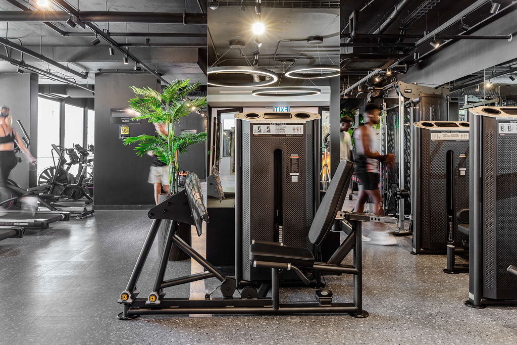 The One Gym Stellenbosch completed installation showcasing a selectorised leg press machine